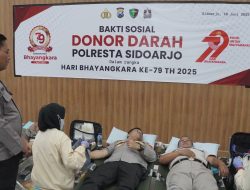 Sambut Hari Bhayangkara Ke-79, Polresta Sidoarjo Donor Darah untuk Kemanusiaan
