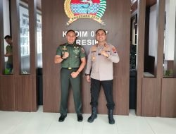 Penuh Keakraban, Kapolres Silaturahmi dengan Dandim 0817 Gresik Wujud Sinergitas TNI–Polri Kian Solid