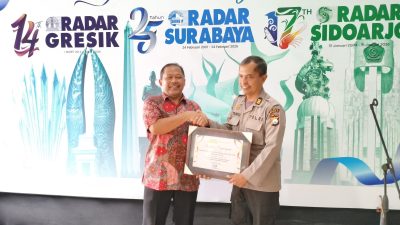 Kapolresta Sidoarjo Raih Penghargaan dari Radar Sidoarjo atas Dedikasi Jaga Kamtibmas