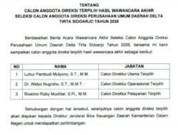 Estafet Kepemimpinan Baru Perumda Delta Tirta Sidoarjo: Bupati Subandi Tetapkan Tiga Calon Direksi