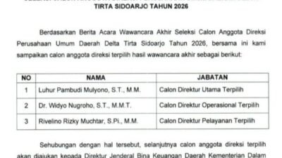 Estafet Kepemimpinan Baru Perumda Delta Tirta Sidoarjo: Bupati Subandi Tetapkan Tiga Calon Direksi